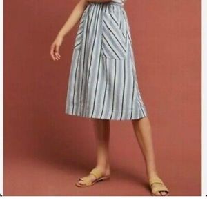Akemi & Kim (Anthropologie) linen striped fully lined skirt (midi)